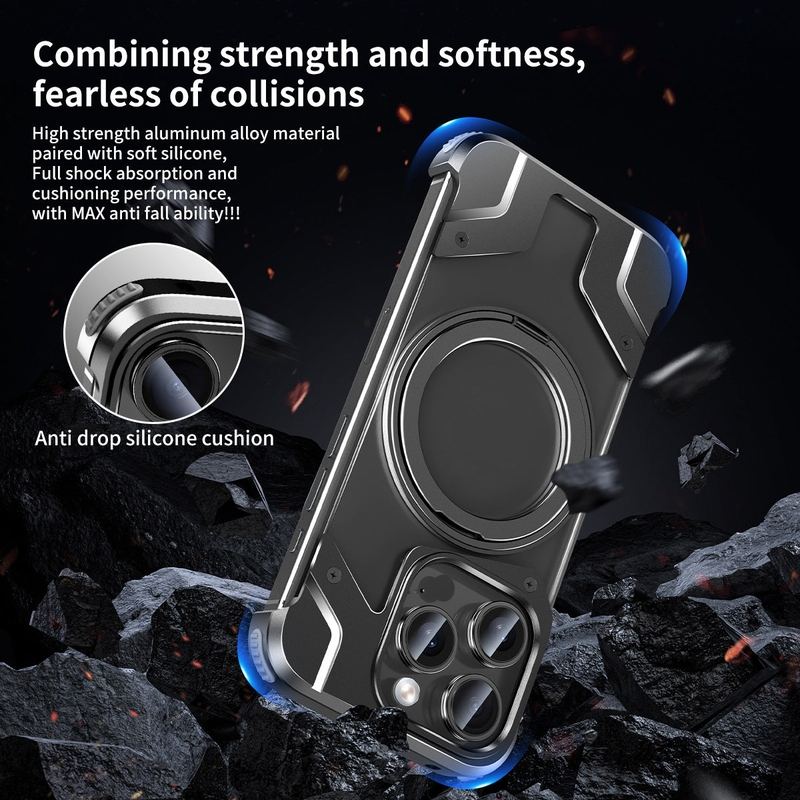 ChubbyArmor MechaSpin - 360° Rotating Stand Magnetic Case For iPhone - Image 3