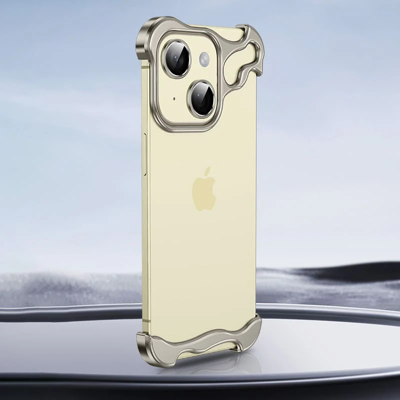ChubbyArmor Chic - Shaped Metal Bezel Backless Phone Case with Lens Film For iPhone - Image 12