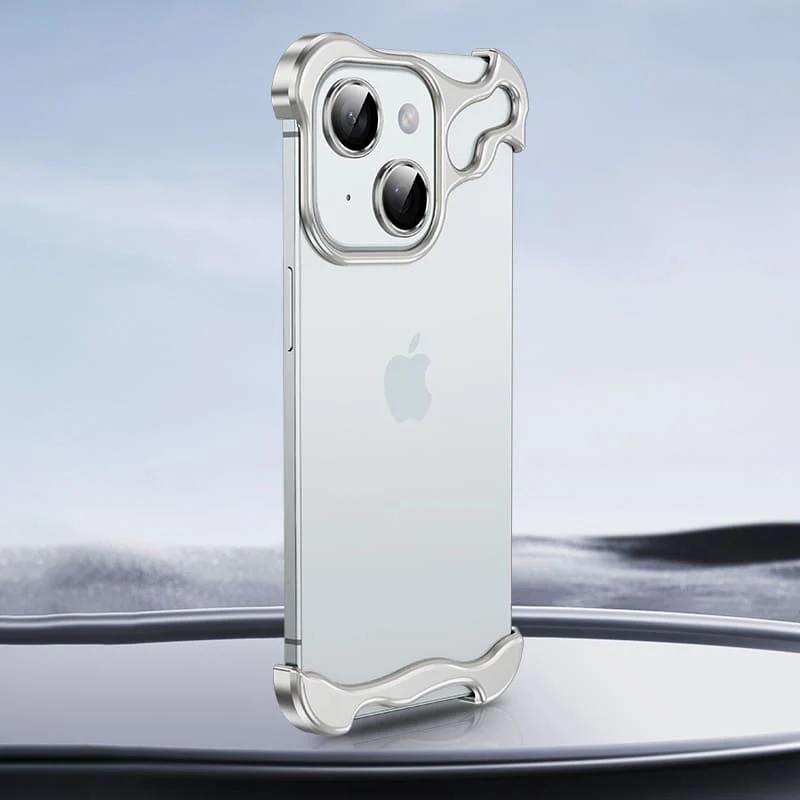 ChubbyArmor Chic - Shaped Metal Bezel Backless Phone Case with Lens Film For iPhone - Image 13