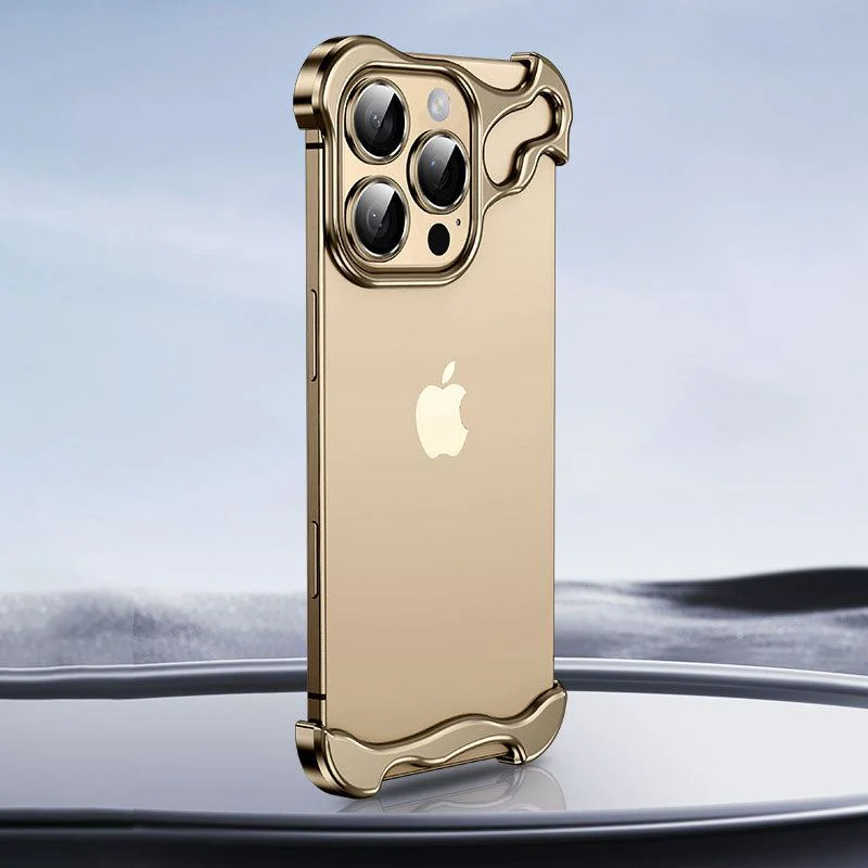 ChubbyArmor Chic - Shaped Metal Bezel Backless Phone Case with Lens Film For iPhone - Image 14