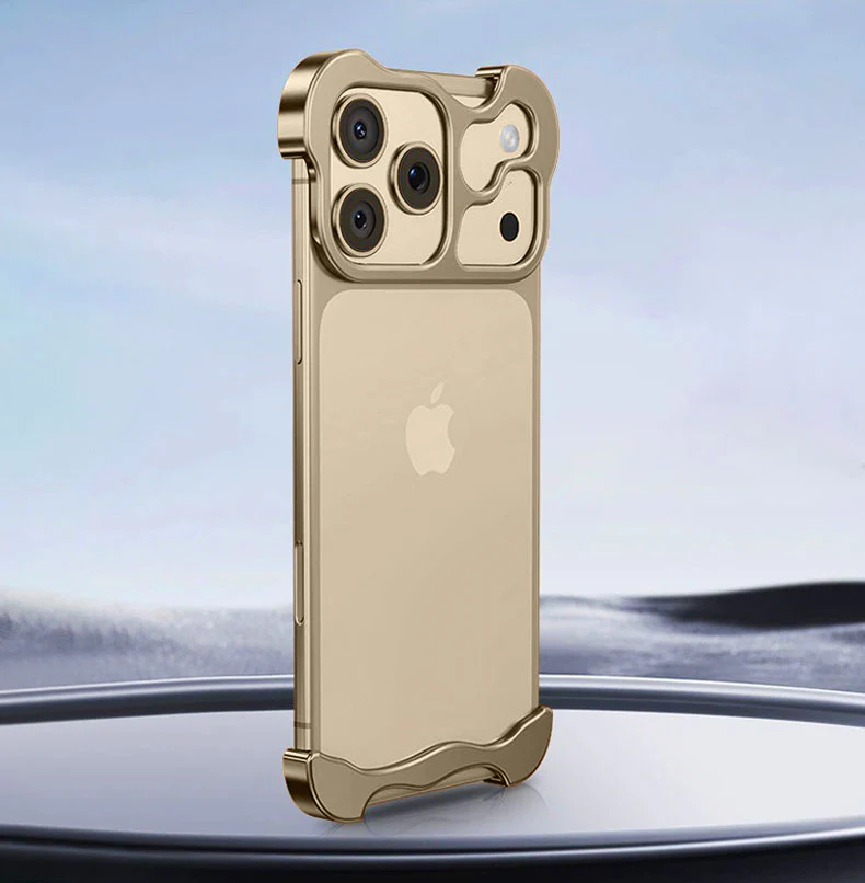 ChubbyArmor Chic - Shaped Metal Bezel Backless Phone Case with Lens Film For iPhone - Image 16