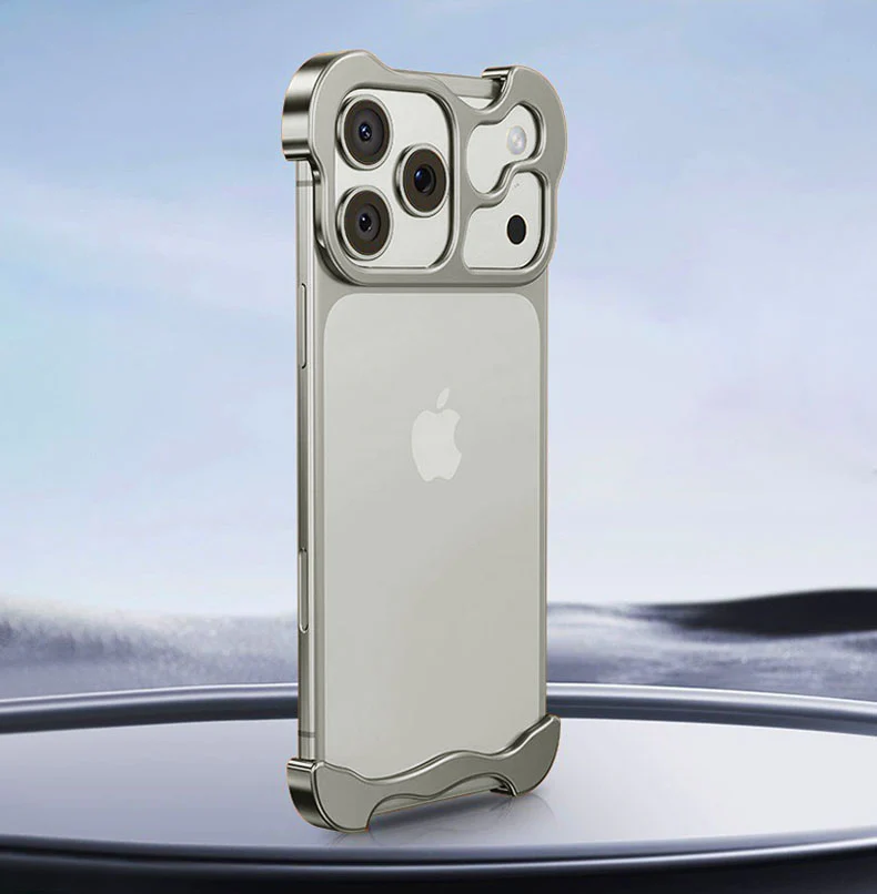 ChubbyArmor Chic - Shaped Metal Bezel Backless Phone Case with Lens Film For iPhone - Image 19