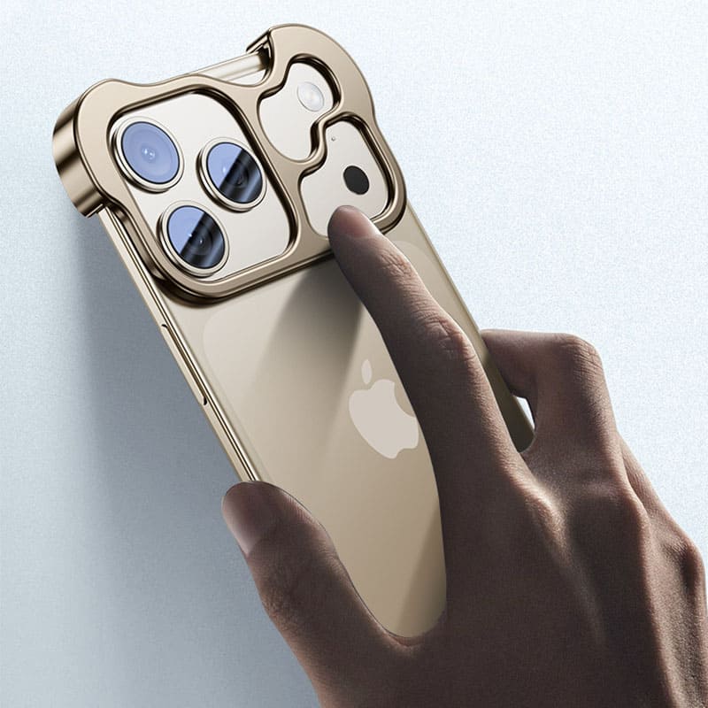 ChubbyArmor Chic - Shaped Metal Bezel Backless Phone Case with Lens Film For iPhone - Image 3
