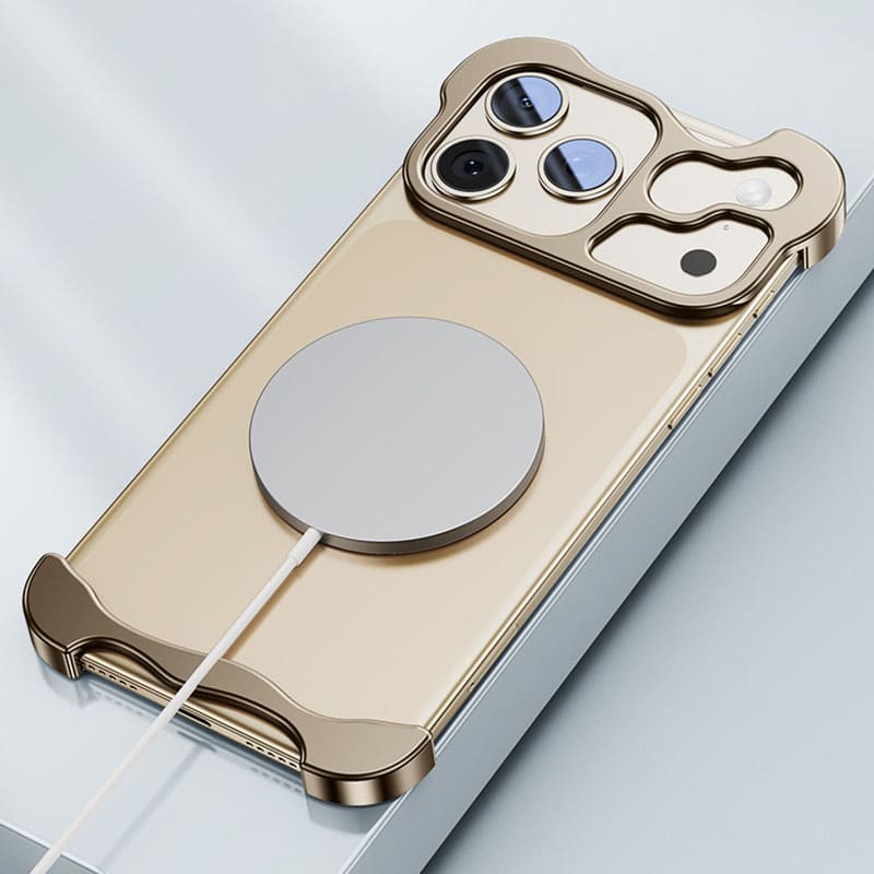 ChubbyArmor Chic - Shaped Metal Bezel Backless Phone Case with Lens Film For iPhone - Image 4