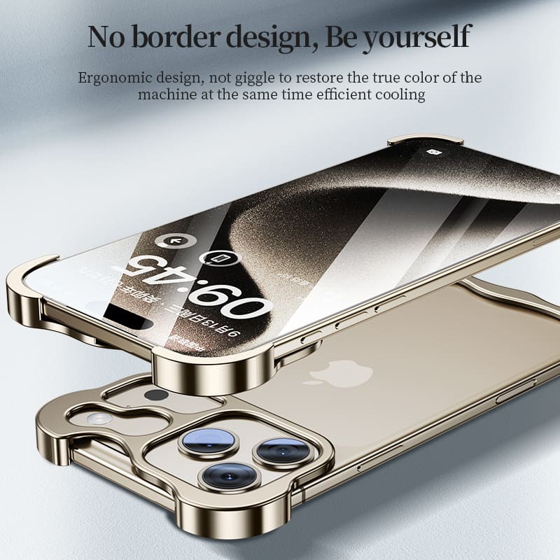 ChubbyArmor Chic - Shaped Metal Bezel Backless Phone Case with Lens Film For iPhone - Image 5