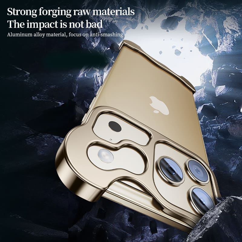 ChubbyArmor Chic - Shaped Metal Bezel Backless Phone Case with Lens Film For iPhone - Image 6